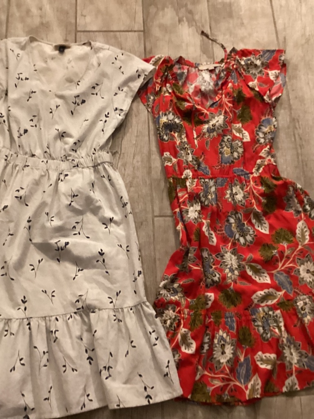 Lot of 2 midi length sundresses fitted waist small floral